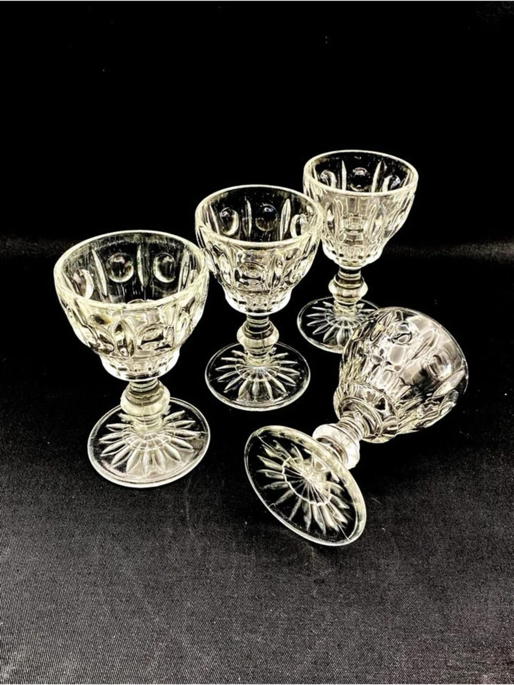 Vintage Colony Classique Thumbprint Cordial Glasses Set of 4 1960s
